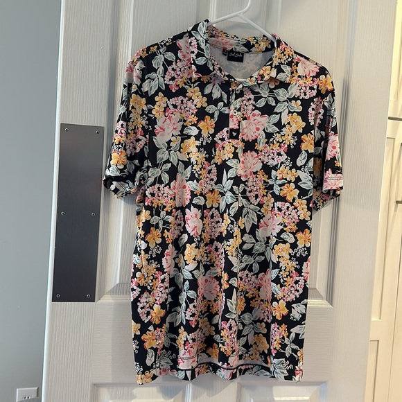 Bad Birdies Men's Medium Golf Polo EUC. Floral print. - Picture 2 of 5